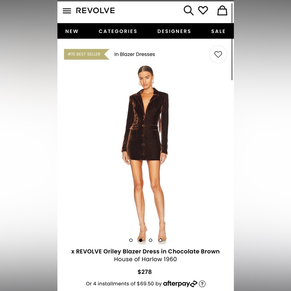 House of Harlow 1960 Chocolate Velvet Blazer Mini Dress